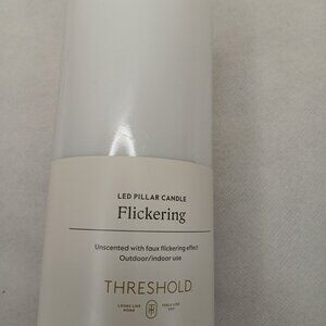 Threshold 6' AA Plastic LED Flameless Pillar Candle Timer White Flickering, new